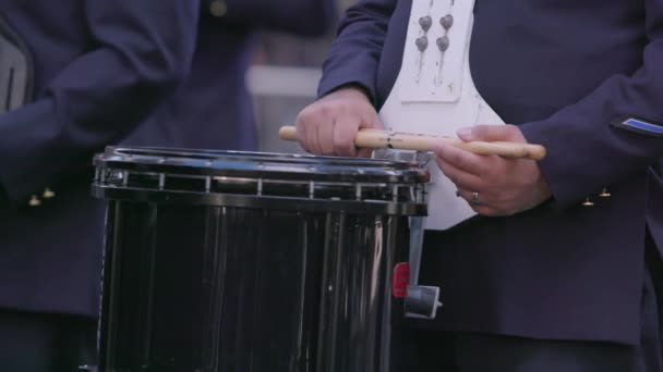 Marching Band Drums Percussion Music Drummer Close Parade — Stockvideo