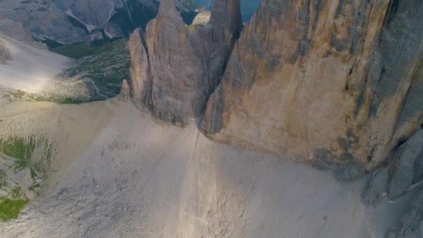 Tre Cime Tres Picos Lavaredo Pico Montaña Extrema Formación Rocosa — Vídeos de Stock