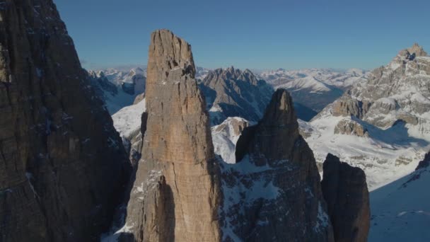 Slow Push Tre Cime South Tyrol Extreme Sunlit Stone Peaks — 비디오