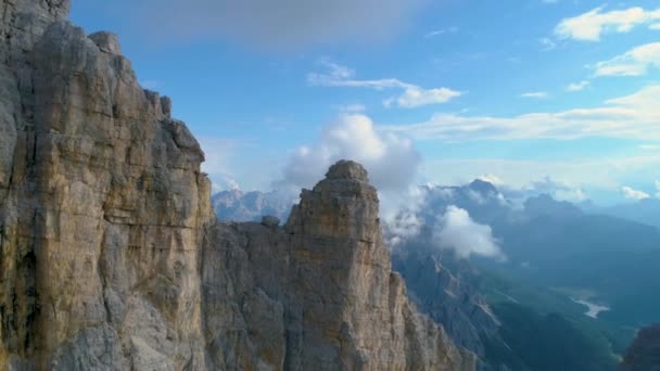 Wysoka Wysokość Tre Cime Południowy Tyrol Szczyty Widok Powietrza Ujawnić — Wideo stockowe