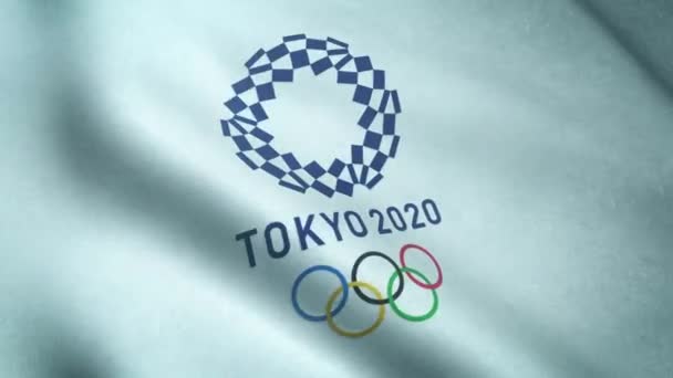 Realistic Flag Tokyo 2020 Olympics Waving Highly Detailed Fabric Texture — Stockvideo