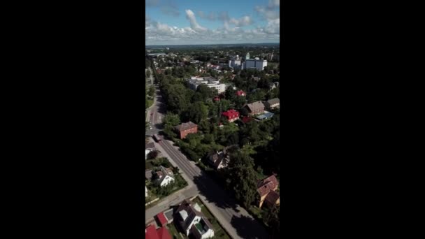 Vertical Video Instgram Flying Drone Houses Red Roof Tops City — Vídeo de Stock