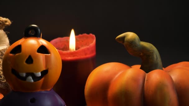 Halloween Autumn Decoration Illuminated Party Pumpkin Head Other Artificial Pumpkin — Vídeos de Stock