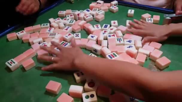 People Playing Game Mahjong — Stockvideo