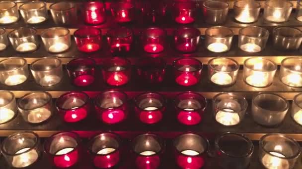 Votice Candles Burning Church — Vídeo de stock