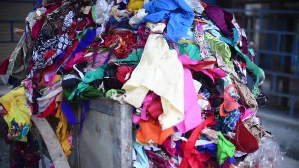 Pile Waste Clothes Thrown Trash Could Used Recycling Given Poor — Stok video