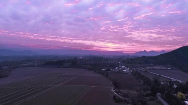 Hyperlapse Drone Footage Sky Pink Tone Highways Cars Hills — Stok video