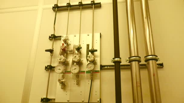 Shot Valves Pipes Barometers Laboratory Clean Room Delft University — ストック動画