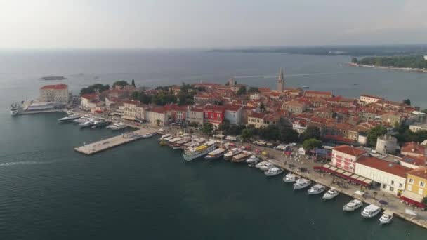 Aerial View Porec Parenzo Evening — Vídeos de Stock