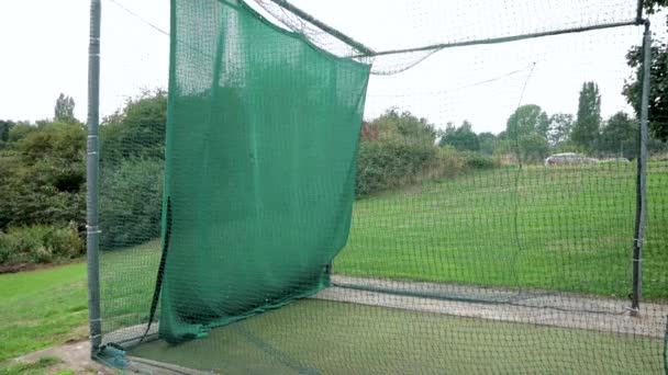 Slow Motion Shot Player Practicing Net — Stok video