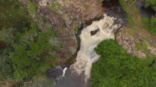 Birds Eye View Spinning Aerial Shot Water Fall East African — ストック動画