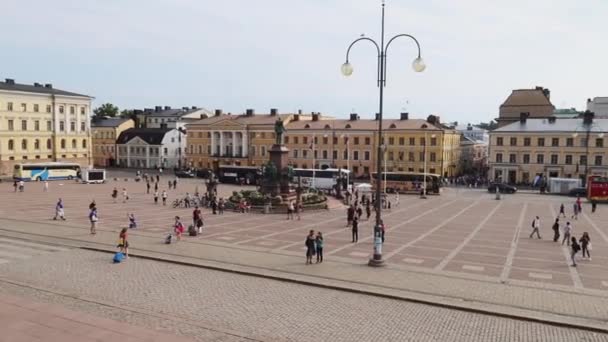 Panoramic View Senate Square Stairs Summer — Vídeos de Stock