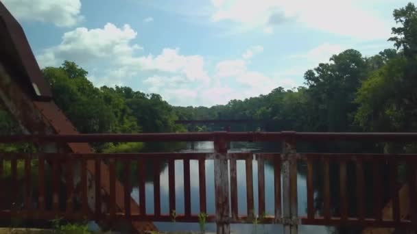 Drohnenflug Über Verlassene Brücke Ländlichen Florida — Stockvideo