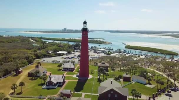 Drone Flyby Ponce Inlet Lighthouse — Stock videók