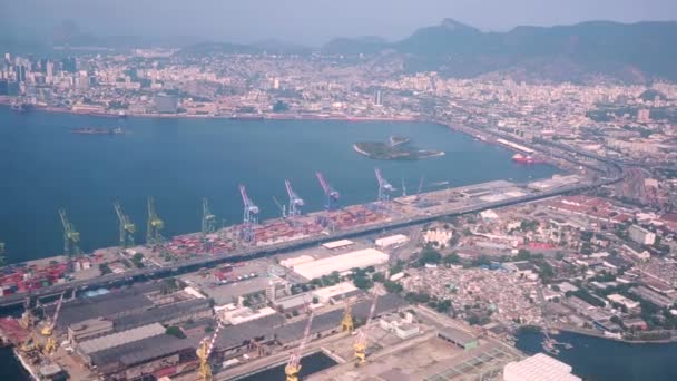 Flying Port Area Rio Janeiro Its Machinery Stock Areas Background — ストック動画