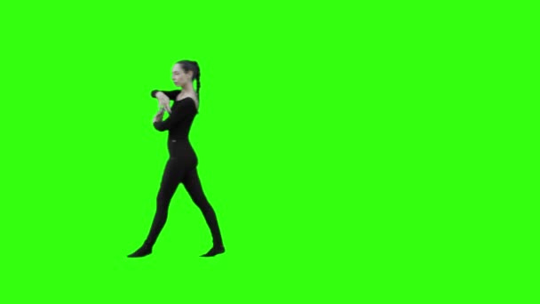 Танцівниця Махає Руками Пильно Елегантно Зеленим Екраном — стокове відео