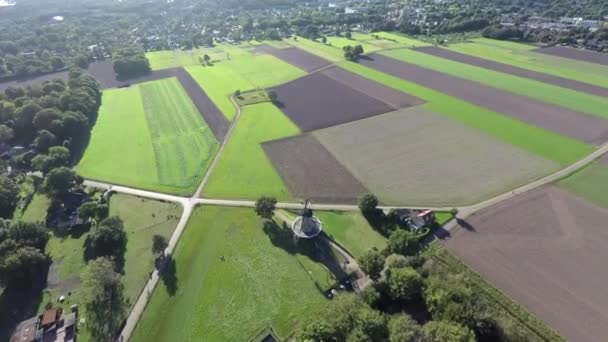 Aerial Footage Windmill Green Fields — 图库视频影像