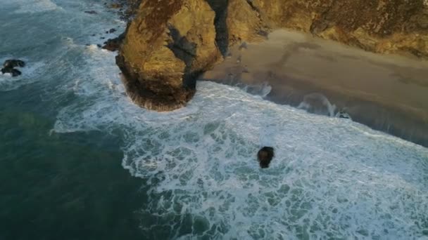 Coastal Erosion Cliffs Coastline Drone Aerial Shot — Stok video