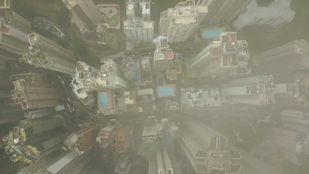 Aerial Top View Hong Kong City Clouds — ストック動画