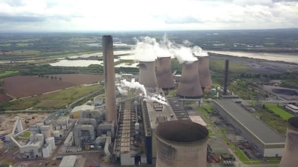 Power Station Chimneys Aerial Shots — Stockvideo