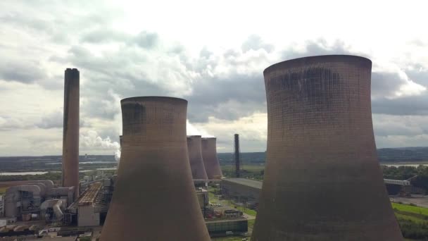 Power Station Chimneys Aerial Shots — kuvapankkivideo