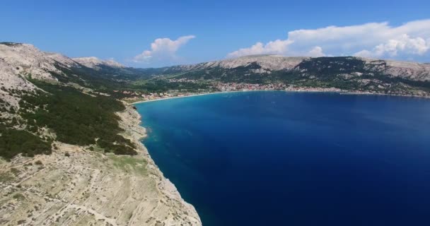 Aerial View Coastal Town Baka Island Krk Adriatic Sea Croatia — Stockvideo