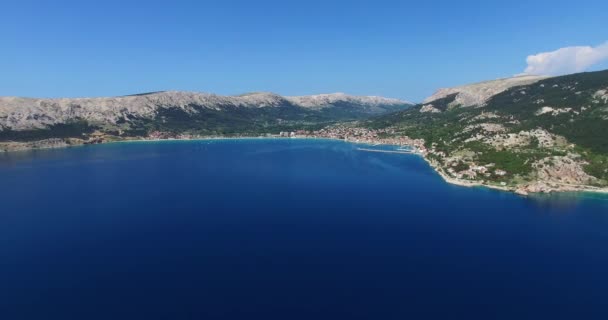 Aerial View Coastal Town Baka Island Krk Adriatic Sea Croatia — ストック動画