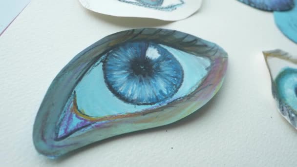 Push Out Bunch Painted Eyes Remind Fortune Teller Cards Readers — Vídeo de Stock