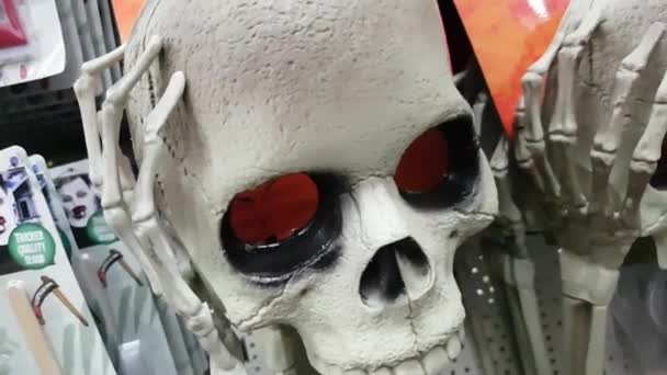 Halloween Ornaments Shop Shelves — Stockvideo