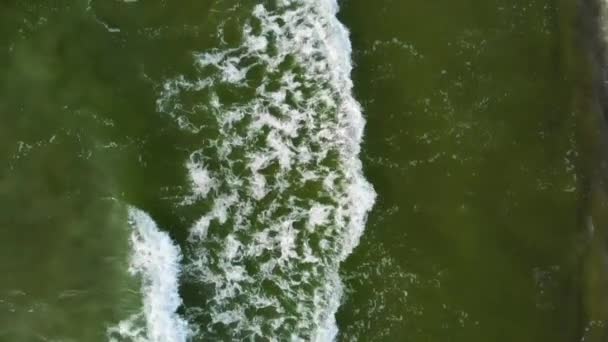 Aerial Slowly Lifting Air Sandy Beach Baltic Sea Slow Motion — Stock video