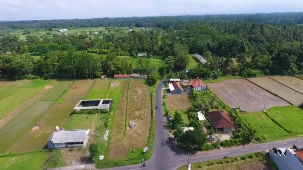 Lifting Aerial Shot Revealing Intersection Town Bali — Vídeo de stock