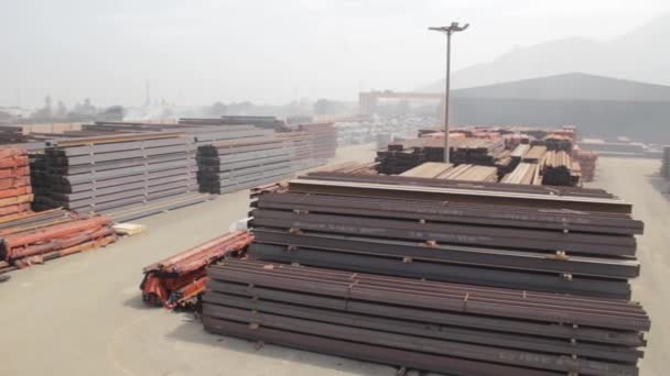 Wide Shot Metal Plate Storage Facility — Vídeo de stock