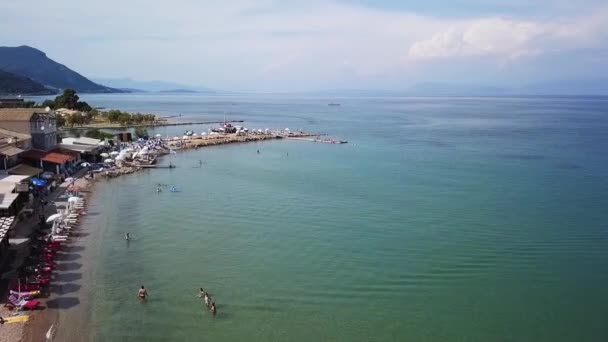 Greece Corfu Island Drone Footage Messonghi Beach Moraitika Forward Flight — ストック動画