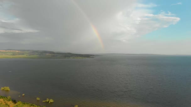 Aerial Shot Rainbow Lake Victoria — ストック動画