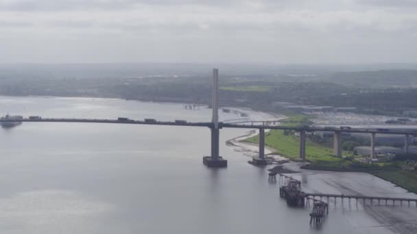 Tracking Shot Queen Elizabeth Bridge Dartford Thurrock River Crossing Wide — Video