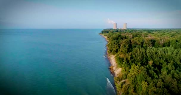 Aerial Footage Coastline Lake Erie Ohio — Vídeos de Stock