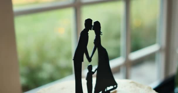 Family Three Wedding Cake Topper — Stock video