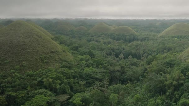 Slow Motion Shot View Endless Chocolate Hills Bohol Philippines — Stockvideo