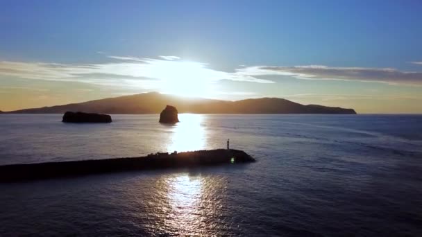 Beautiful Sunset Azores Flying Faial Island Portugal — Stock video