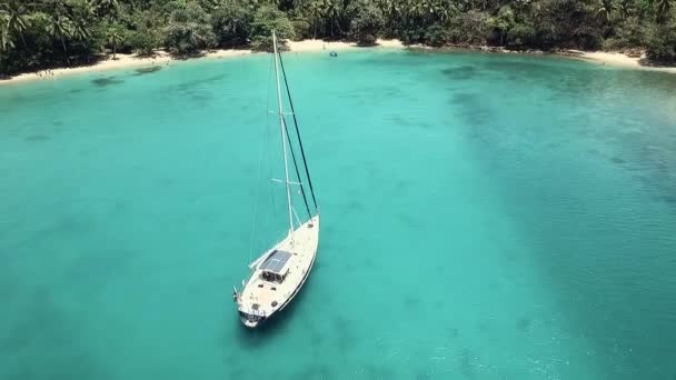Drone Footage Sail Boat One Panama Islands Playa Blanca Located — Stockvideo
