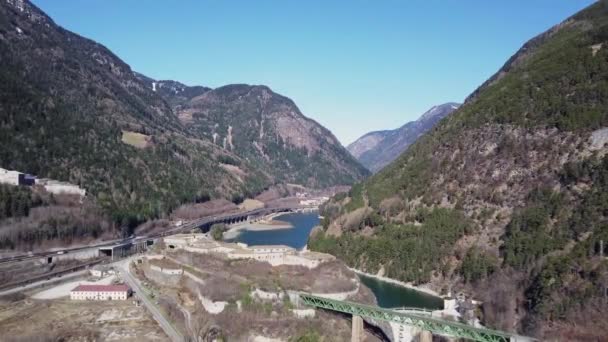 Aerial Clip Fort First World War Middle Alps Landscape Lake — Video Stock