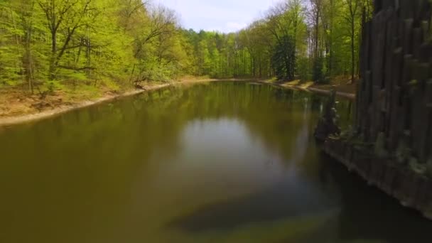 Lake Forest Park Miniature Building Pond Perfect Curb Foot Bridge — Stockvideo