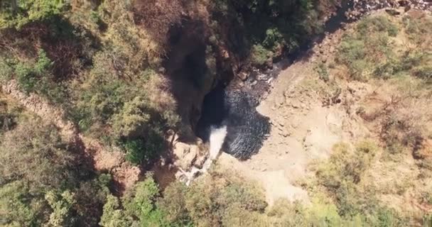 Drone Footage Birdseye Point View Big Waterfall — Stockvideo