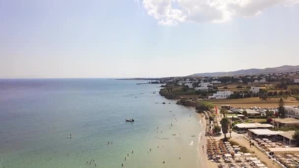 Establishing Shot Coastline Paros Island Greece Partly Cloudy Day Aerial — Stok video