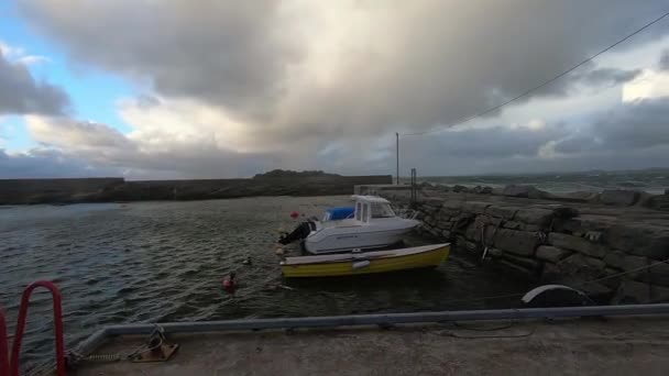 Small Fishing Boats Located Harbor — Stock video