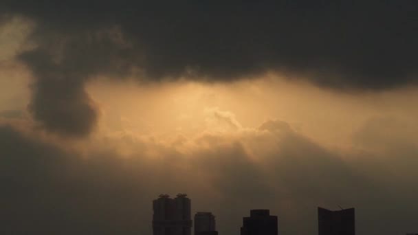 Panning Sunrise Timelapse Cityscape Sillhouette Morning Johor Bahru City Malaysia — Vídeo de stock