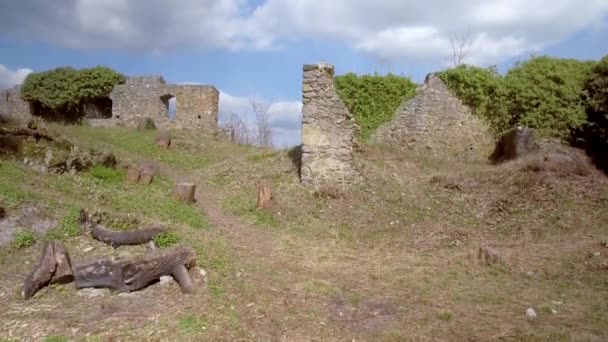 Vista Aérea Sobre Uma Ruína Castelo Hegau Alemanha Parte — Vídeo de Stock