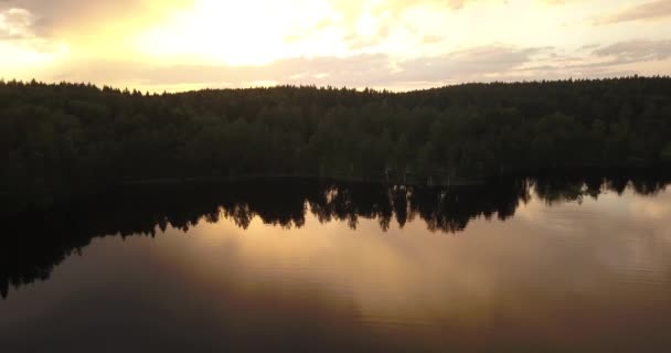 Aerial Shot Sunset Lake Finland — Stockvideo