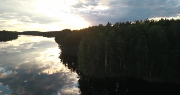 Beautiful Aerial Shot Sunset Finland — 图库视频影像