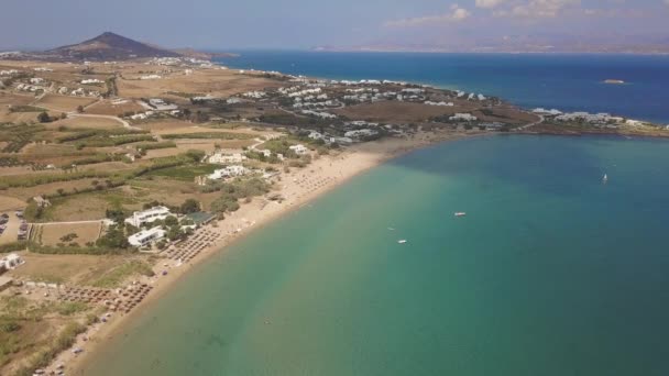 Aerial Drone Shot Golden Beach Greek Island Paros Wide Shot — Stock Video